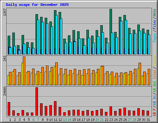 Daily usage for December 2025