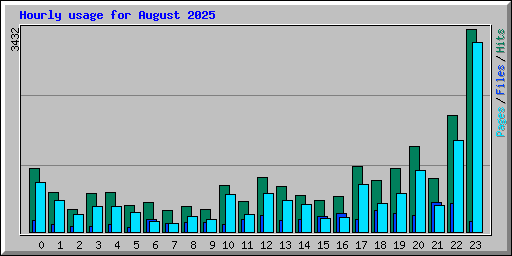 Hourly usage for August 2025
